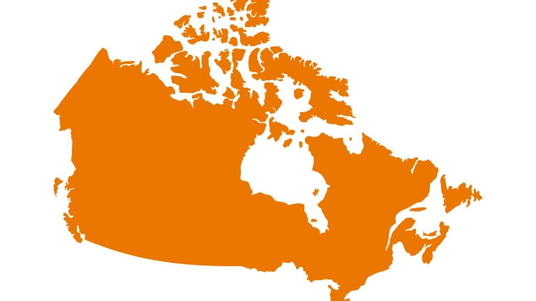 A map of Canada.