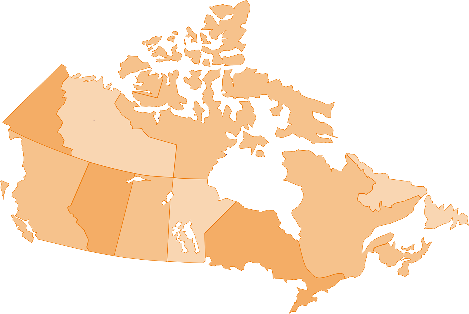 A map of Canada.